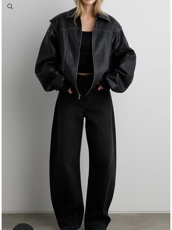 OAK + FORT Jackets & Blazers - OAK + FORT Black Faux Leather Zip Jacket